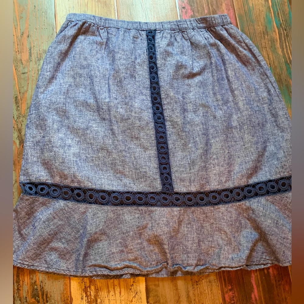 Blue Linen Skirt (L)